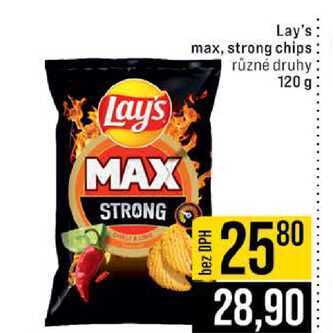 Lay's max, strong chips různé druhy 120 g