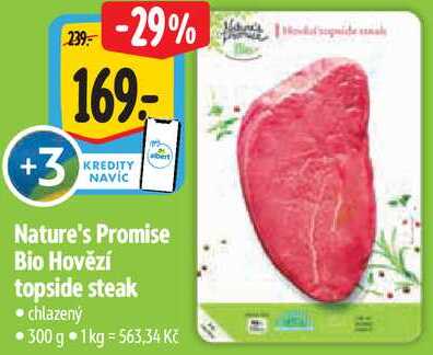 Nature's Promise Bio Hovězí topside steak, 300 g 