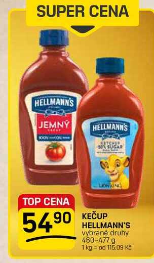 KEČUP HELLMANN'S vybrané druhy 460-477 g 