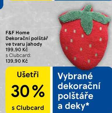 F&F Home Dekorační polštář ve tvaru jahody 