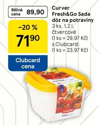 Curver Fresh&Go Sada dóz na potraviny, 3 ks. 1,2 l, čtvercové