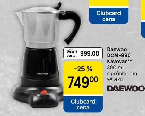 Daewoo DCM-990 Kávovar, 300 ml, s průhledem ve viku