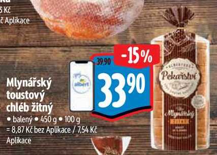 Mlynářský toustový chléb žitný, 450 g