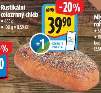Rustikální celozrnný chléb, 465g 