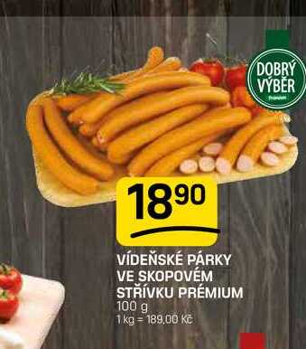 VÍDEŇSKÉ PÁRKY VE SKOPOVÉM STŘÍVKU PRÉMIUM 100 g  