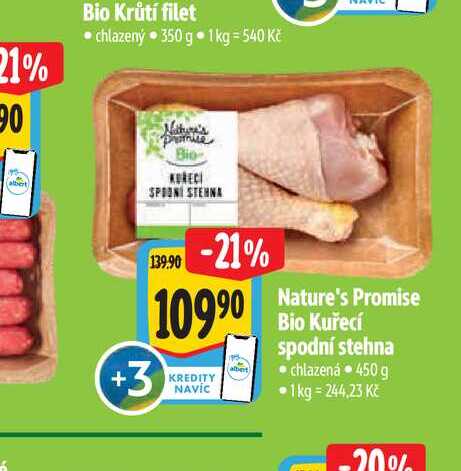  Nature's Promise Bio Kuřecí spodní stehna  450 g
