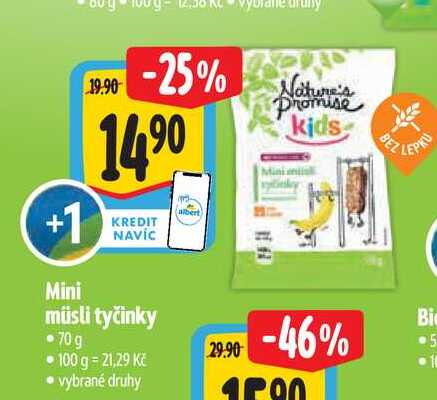   Mini müsli tyčinky 70 g  