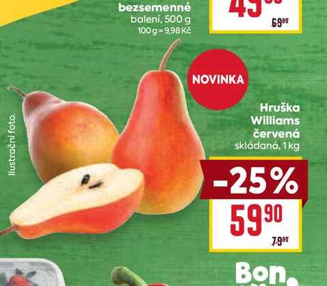 Hruška Williams červená skládaná, 1kg 