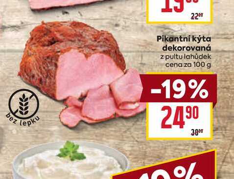 Pikantní kýta dekorovaná z pultu lahůdek cena za 100 g 