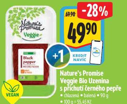 Nature's Promise Veggie Bio Uzenina s příchutí černého pepře, 90 g 