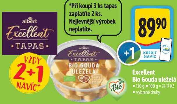Excellent albert Bio Gouda uleželá, 120 g 