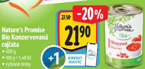 Nature's Promise Bio Konzervovaná rajčata, 400 g 