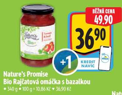 Nature's Promise Bio Rajčatová omáčka s bazalkou, 340 g 