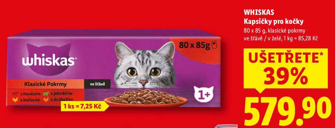 WHISKAS Kapsičky pro kočky, 80x 85 g