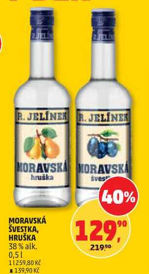 MORAVSKÁ ŠVESTKA, HRUŠKA 38% alk., 0,5 l