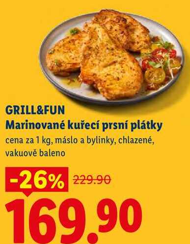 GRILL&FUN Marinované kuřecí prsní plátky, cena za 1 kg