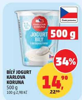 BÍLÝ JOGURT KARLOVA KORUNA, 500 g 