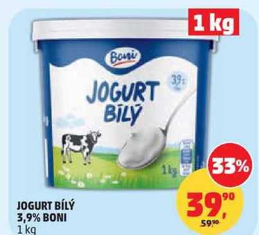 JOGURT BÍLÝ 3,9% BONI, 1 kg 