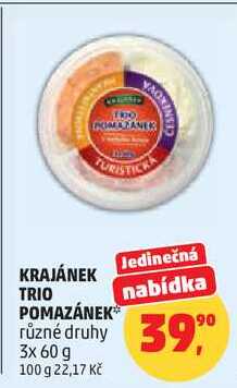 KRAJÁNEK TRIO POMAZÁNEK různé druhy, 3x 60 g  