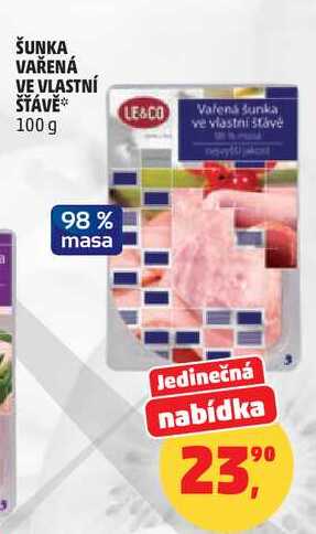 LE&CO ŠUNKA VAŘENÁ VE VLASTNÍ ŠŤÁVĚ, 100 g 