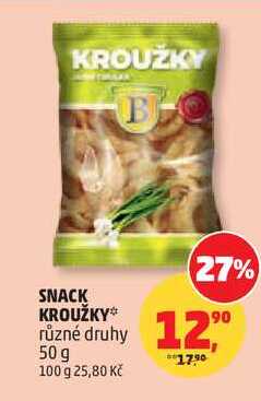 SNACK KROUŽKY různé druhy, 50g 