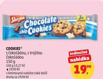 COOKIES s čokoládou, s trojitou čokoládou, 150 g 