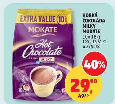 HORKÁ ČOKOLÁDA MILKY MOKATE, 10x 18 g 