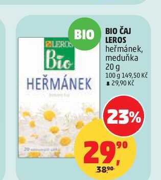 BIO ČAJ LEROS heřmánek, meduňka, 20g