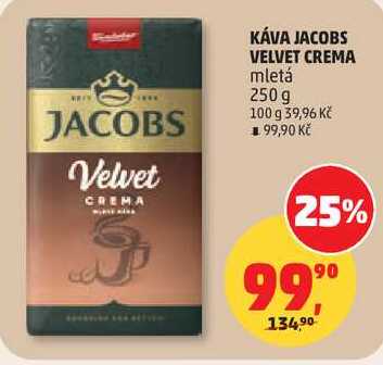 KÁVA JACOBS VELVET CREMA mletá, 250 g 
