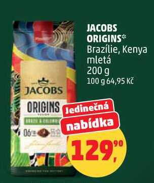 JACOBS ORIGINS Brazílie, Kenya mletá, 200 g 