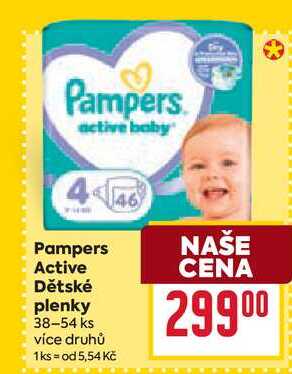 Pampers Active Dětské plenky 38-54 ks