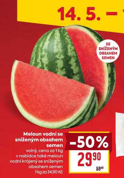 Meloun vodní se sníženým obsahem semen volný, cena za 1 kg 