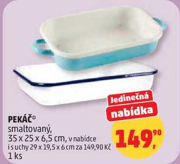 PEKÁČ smaltovaný, 35 x 25 x 6,5 cm, v nabídce is uchy 29 x 19,5 x 6 cm 