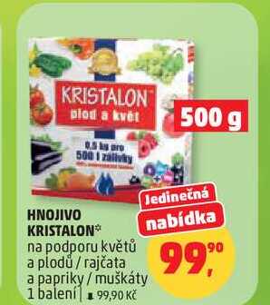 HNOJIVO KRISTALON na podporu květů a plodů / rajčata a papriky/muškáty, 1 balení  