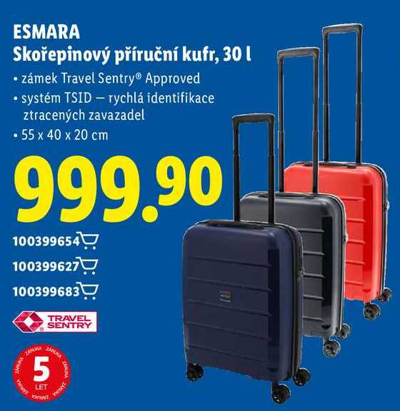 ESMARA Skořepinový příruční kufr, 30 l  