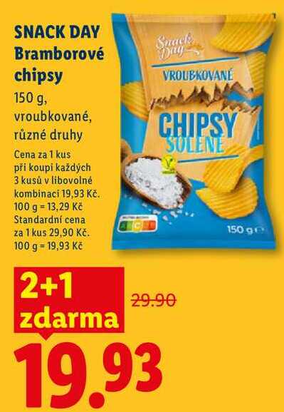 SNACK DAY Bramborové chipsy, 150 g