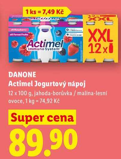DANONE Actimel Jogurtový nápoj, 12 x 100 g