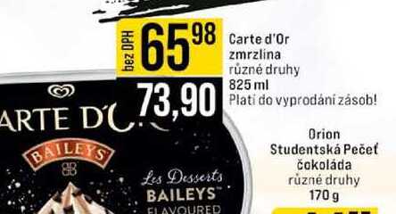 Carte d'Or zmrzlina různé druhy 825 ml 