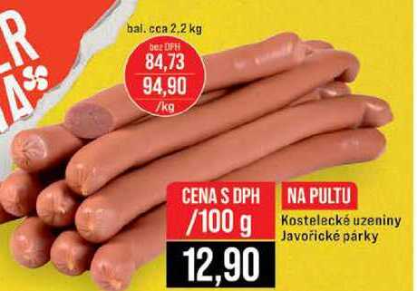 Kostelecké uzeniny Javořické párky 100g