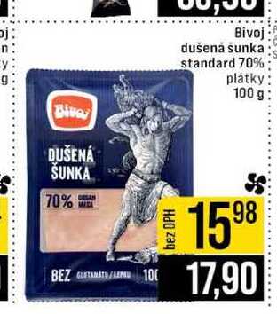 Bivoj dušená šunka standard 70% plátky 100 g