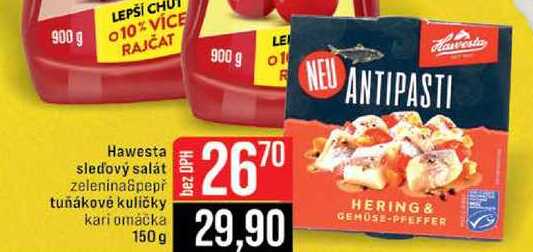 Hawesta sledový salát zelenina pepř tuňákové kuličky kari omáčka 150g