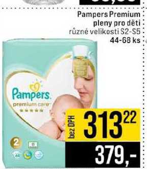 Pampers Premium pleny pro děti různé velikosti S2-S5 44-68 ks