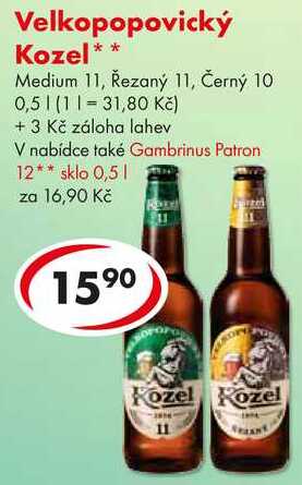 Velkopopovický Kozel Černý, tmavé výčepní pivo 0,5l 0.5l