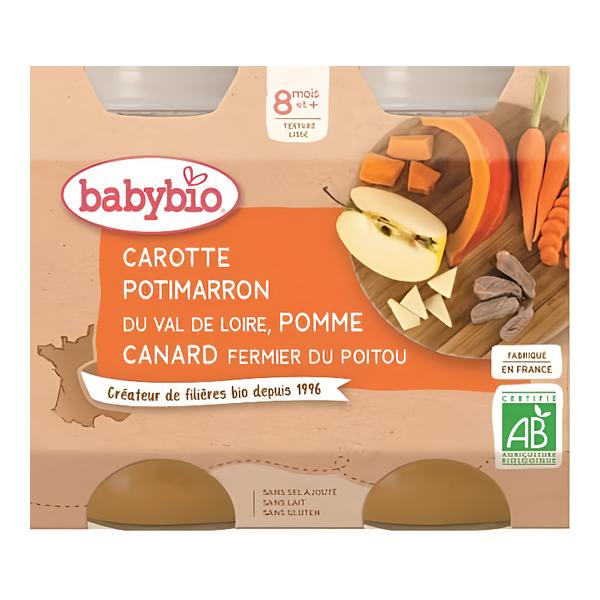 BabyBio BIO Mrkev, dýně a jablka s kachním masem 2x200g
