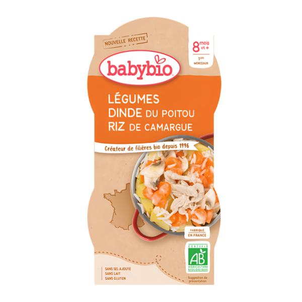 BabyBio BIO Zelenina s krůtím masem a rýží 2x200g