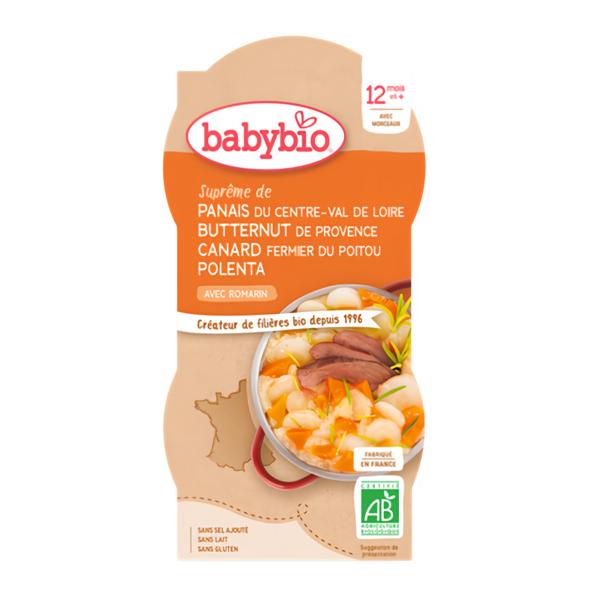 BabyBio BIO pastinák s máslovou dýní, kachnou a polentou 2x200 g
