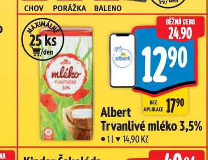 Albert Trvanlivé mléko 3,5% 1 l