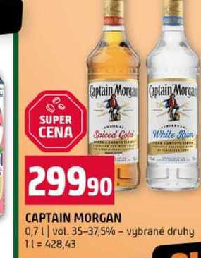 CAPTAIN MORGAN 0,7l vol. 35-37,5% vybrané druhy