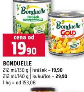 BONDUELLE 212 ml/130 g hrášek 212 ml/140 g kukuřice