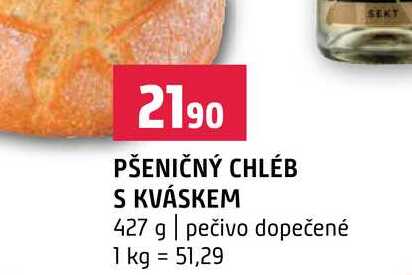 PŠENIČNÝ CHLÉB S KVÁSKEM 427 g pečivo dopečené 